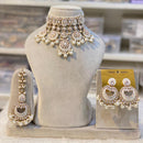Hira Collections Gold Plated Kundan Stone And Pearls Beads Meenakari Necklace Set