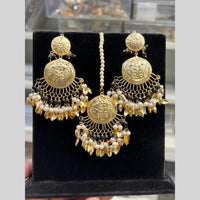 Hira Collection Gold Plated Beads Earring With Maangtikka