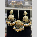Hira Collection Gold Plated Beads Earring With Maangtikka