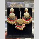 Hira Collection Gold Plated Beads Earring With Maangtikka