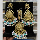 Hira Collection Gold Plated Beads Earring With Maangtikka