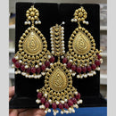 Hira Collection Gold Plated Beads Earring With Maangtikka