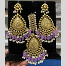 Hira Collection Gold Plated Beads Earring With Maangtikka