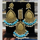 Hira Collection Gold Plated Beads Earring With Maangtikka