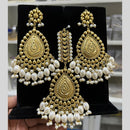 Hira Collection Gold Plated Beads Earring With Maangtikka