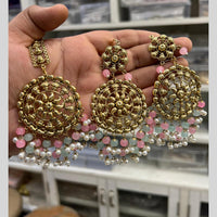 Hira Collection Gold Plated Beads Earring With Maangtikka