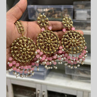 Hira Collection Gold Plated Beads Earring With Maangtikka