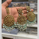 Hira Collection Gold Plated Beads Earring With Maangtikka