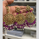 Hira Collection Gold Plated Beads Earring With Maangtikka