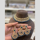 Hira Collections Gold Plated Crystal Stone And Pearls Choker Necklace Set