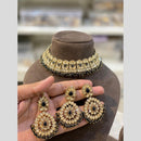 Hira Collections Gold Plated Crystal Stone And Pearls Choker Necklace Set