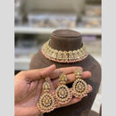 Hira Collections Gold Plated Crystal Stone And Pearls Choker Necklace Set