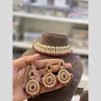 Hira Collections Gold Plated Crystal Stone And Pearls Choker Necklace Set