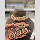 Hira Collections Gold Plated Crystal Stone And Pearls Choker Necklace Set