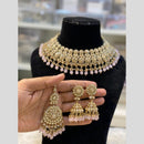 Hira Collections Gold Plated Crystal Stone And Pearls Beads Necklace Set