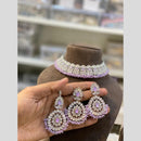 Hira Collections Silver Plated Crystal Stone And Pearls Choker Necklace Set