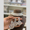 Hira Collections Silver Plated Crystal Stone And Pearls Choker Necklace Set