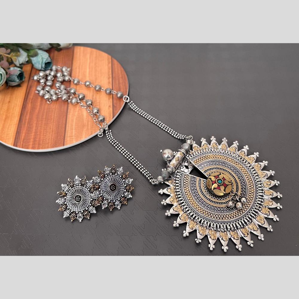 Hira Collections 2 Tone Long Necklace Set