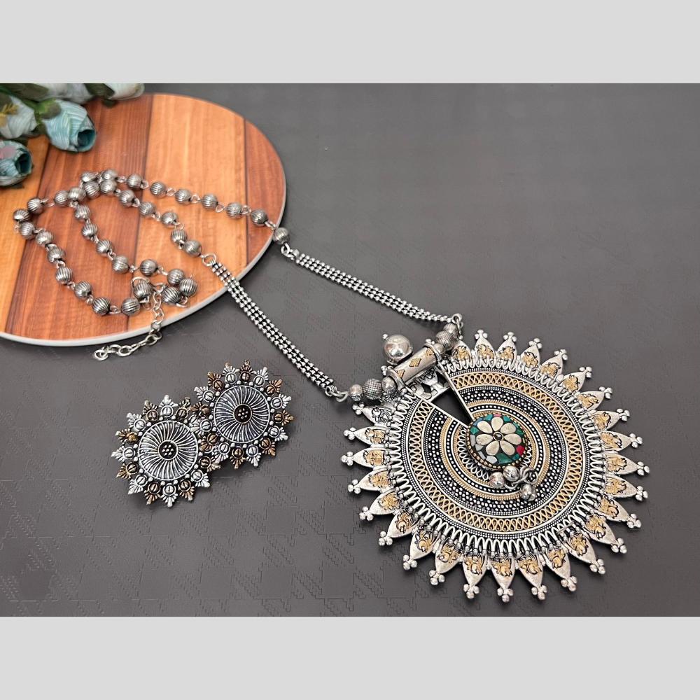 Hira Collections 2 Tone Long Necklace Set