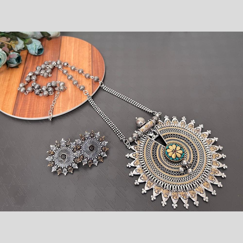 Hira Collections 2 Tone Long Necklace Set