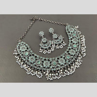 Hira Collections Oxidised Plated Pota And Pearl Necklace Set