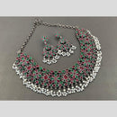Hira Collections Oxidised Plated Pota And Pearl Necklace Set