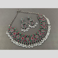 Hira Collections Oxidised Plated Pota And Pearl Necklace Set