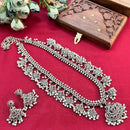 Hira Collections Oxidised Plated Pota And Pearl Long Necklace Set