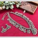 Hira Collections Oxidised Plated Pota And Pearl Long Necklace Set