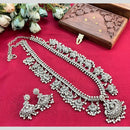 Hira Collections Oxidised Plated Pota And Pearl Long Necklace Set