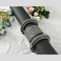 Hira Collections Oxidised Plated Openable Bangles Set 