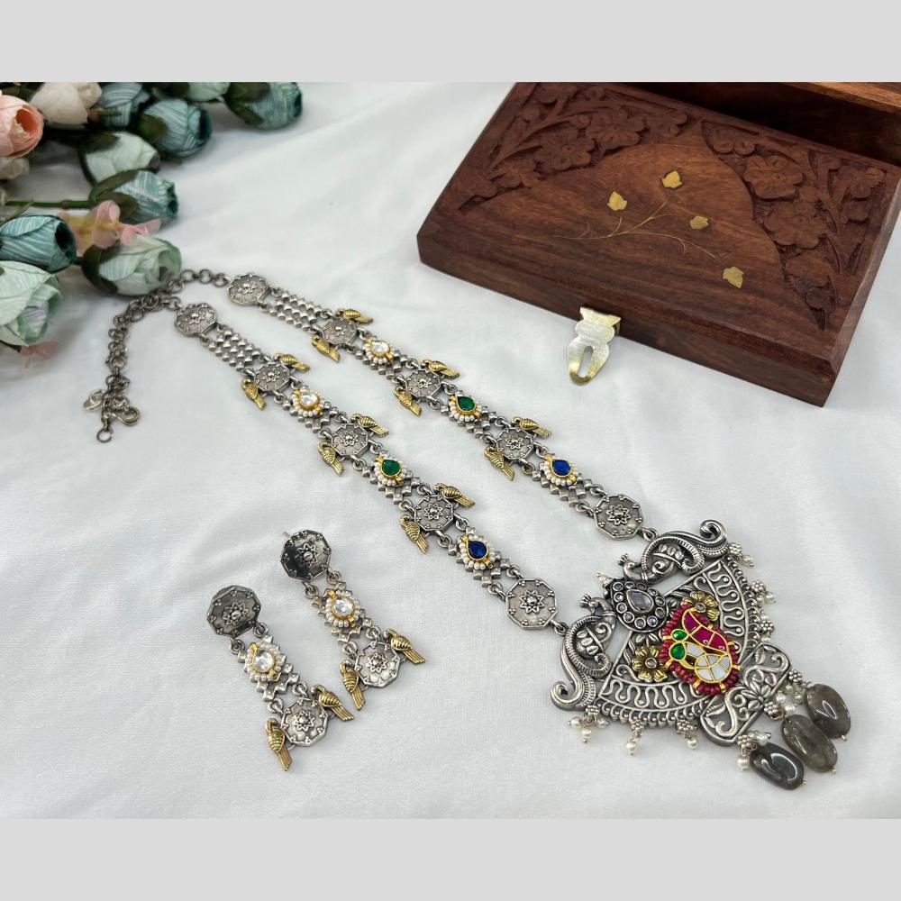 Hira Collections 2 Tone Long Necklace Set