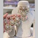 Hira Collections Gold Plated Kundan And Pearls Beads Choker Necklace Set