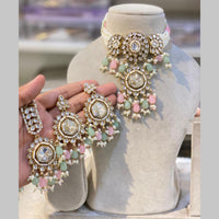 Hira Collections Gold Plated Kundan And Pearls Beads Choker Necklace Set