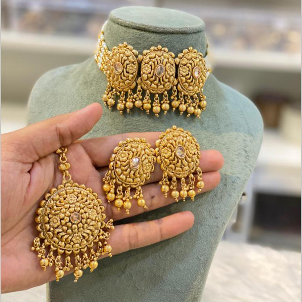 Hira Collections Gold Plated Choker Necklace Set