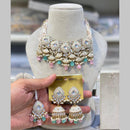Hira Collections Gold Plated Kundan And Beads Meenakari Necklace Set 