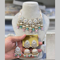 Hira Collections Gold Plated Kundan And Beads Meenakari Necklace Set 