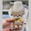 Hira Collections Gold Plated Kundan And Beads Meenakari Necklace Set
