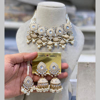 Hira Collections Gold Plated Kundan And Beads Meenakari Necklace Set