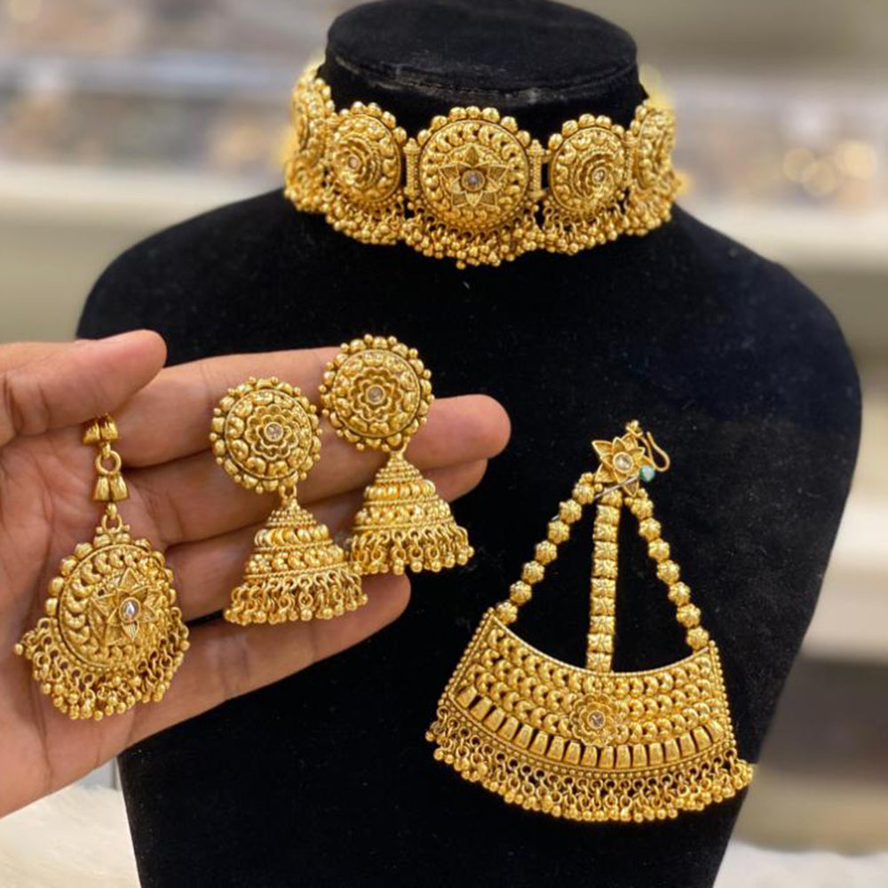 Hira Collections Gold Plated Choker Necklace Set