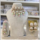 Hira Collections Gold Plated Kundan And Beads Meenakari Choker Necklace Set