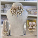 Hira Collections Gold Plated Kundan And Beads Meenakari Choker Necklace Set