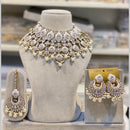 Hira Collections Gold Plated Kundan And Beads Meenakari Choker Necklace Set