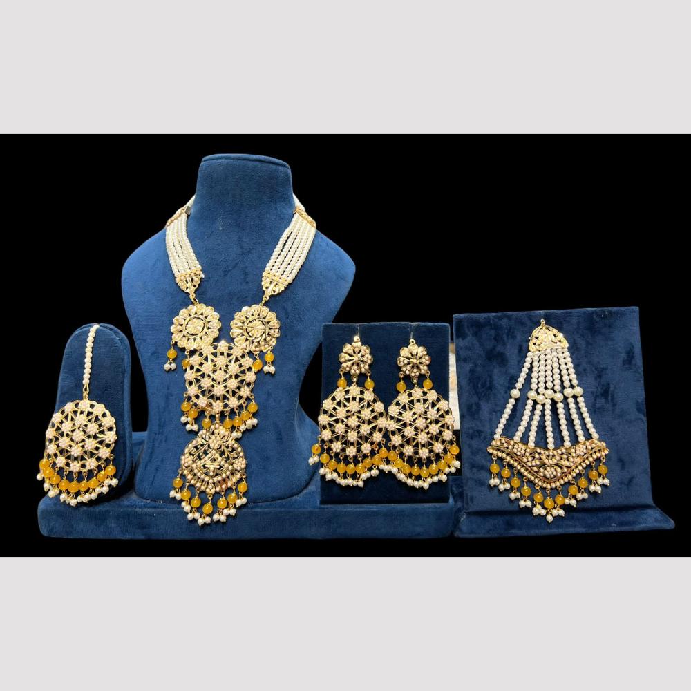 Hira Collections Gold Plated Pearls And Beads Necklace Set With Pasa