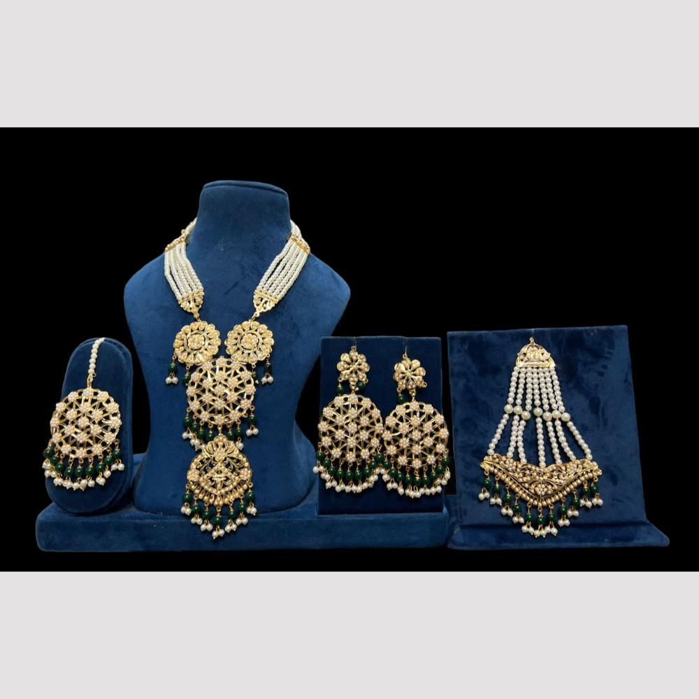 Hira Collections Gold Plated Pearls And Beads Necklace Set With Pasa