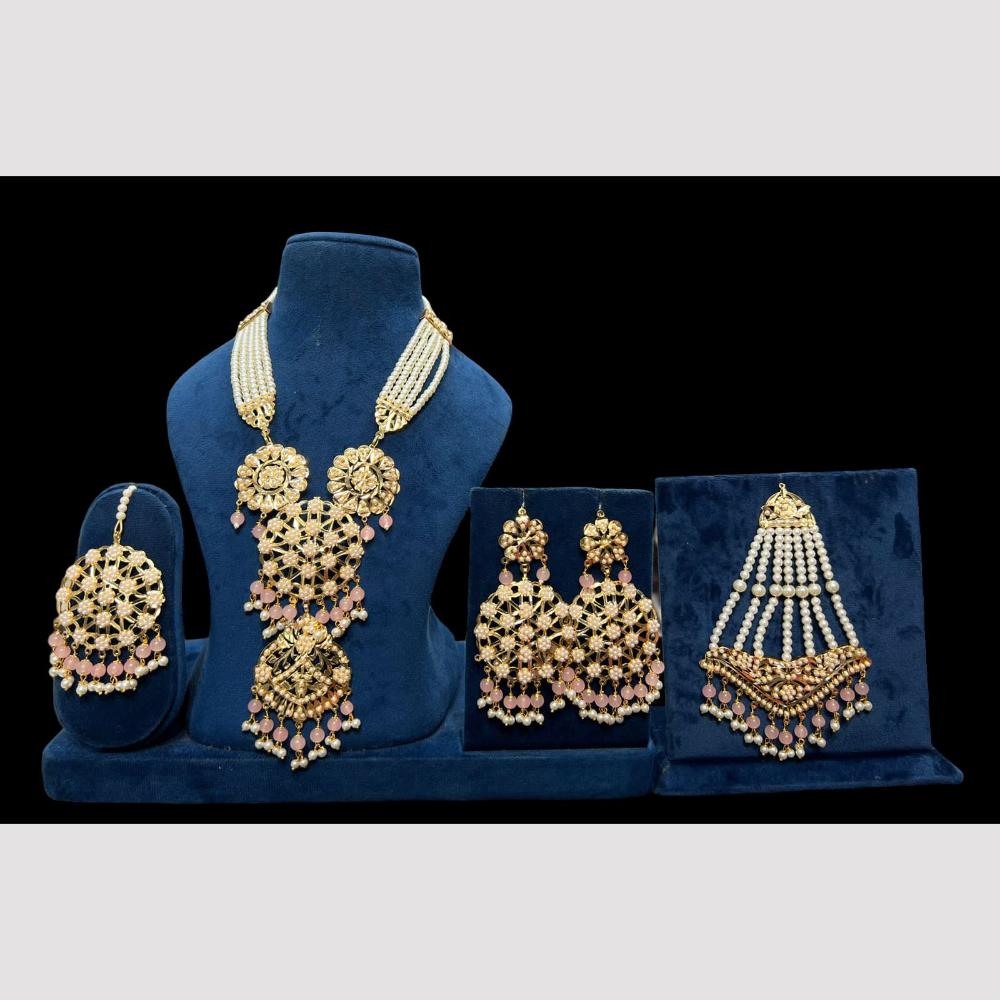 Hira Collections Gold Plated Pearls And Beads Necklace Set With Pasa
