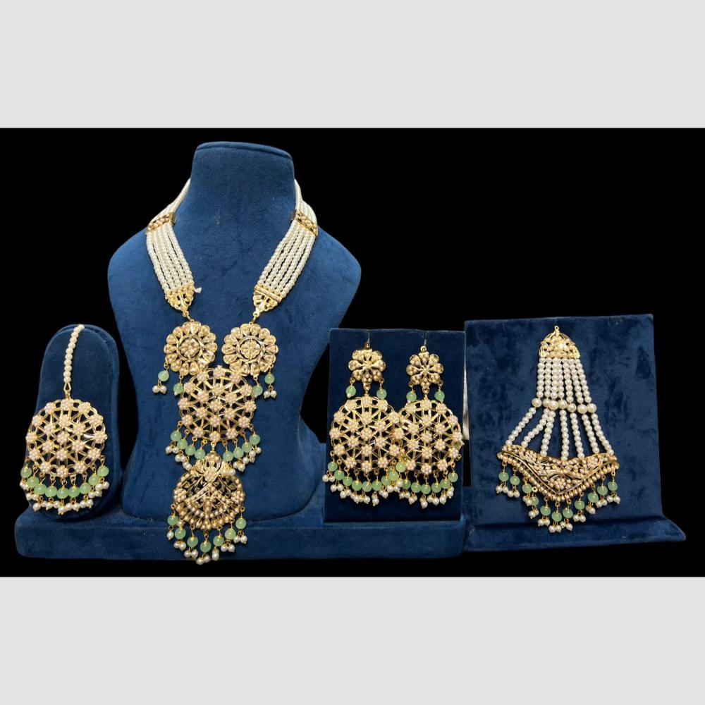 Hira Collections Gold Plated Pearls And Beads Necklace Set With Pasa