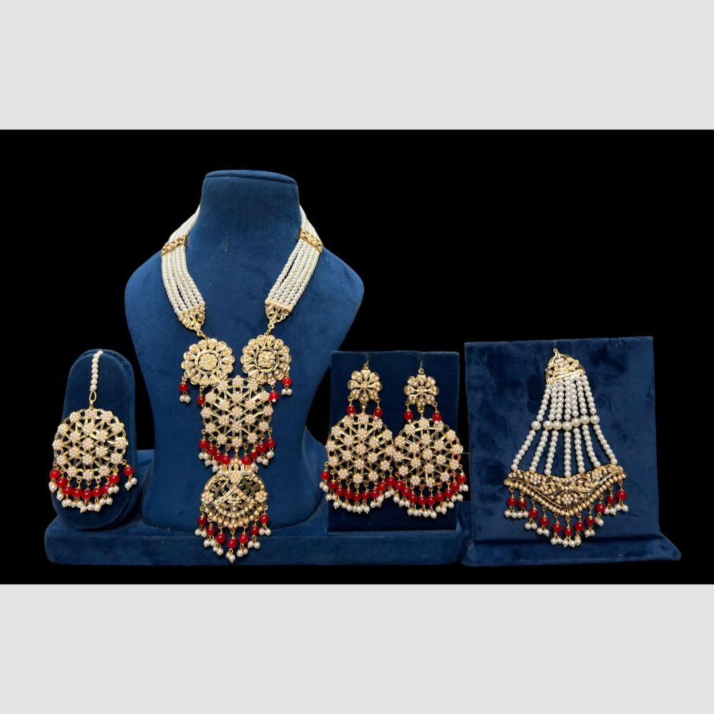 Hira Collections Gold Plated Pearls And Beads Necklace Set With Pasa