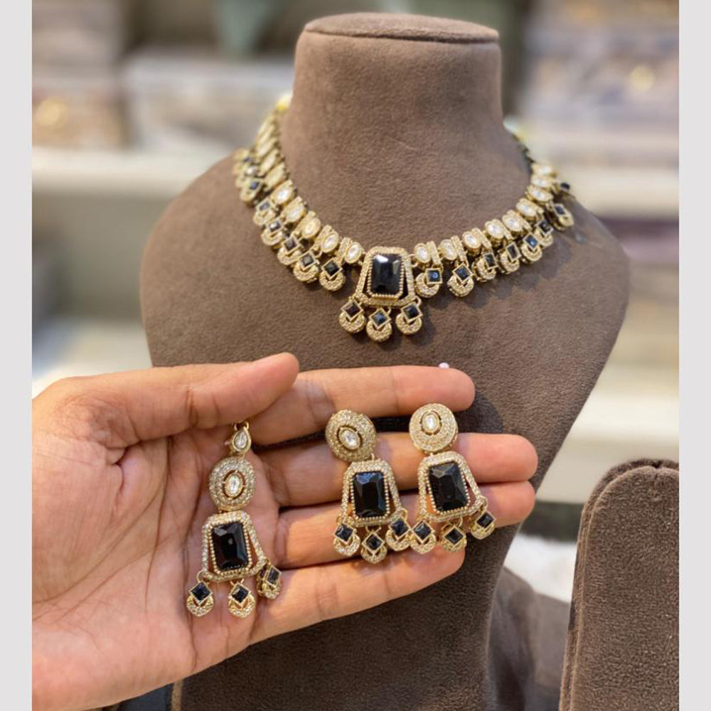 Hira Collections Gold Plated Crystal Stone Necklace Set