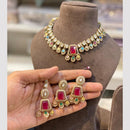Hira Collections Gold Plated Crystal Stone Necklace Set